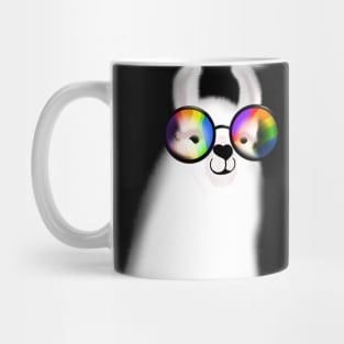 Llama with rainbow glasses Mug